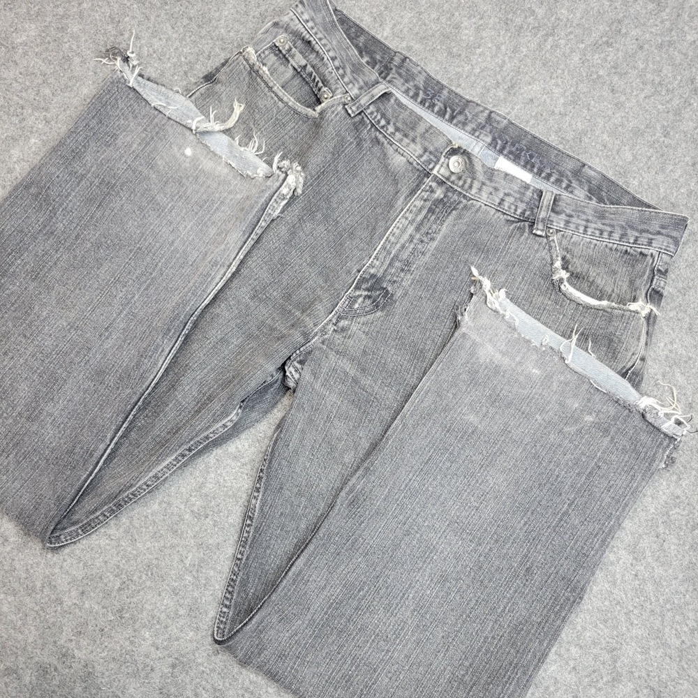 High Sierra Jeans Mens 38x30 Gray Streetwear True Straight Leg Raw Hem Y2K 2000S